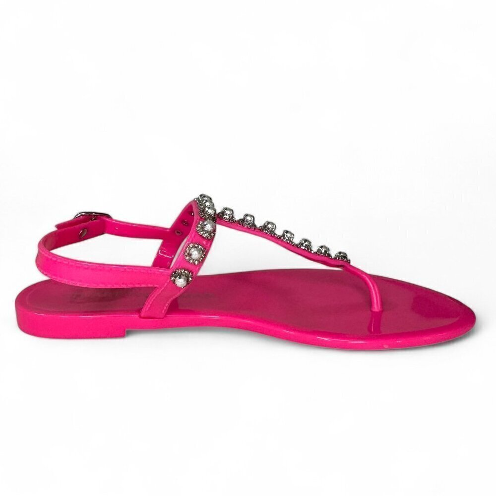 Stuart Weitzman Goldie Pearl Crystal Jelly Thong Sandal - Pink Sz US 8, EU 38.5 - Picture 11 of 15